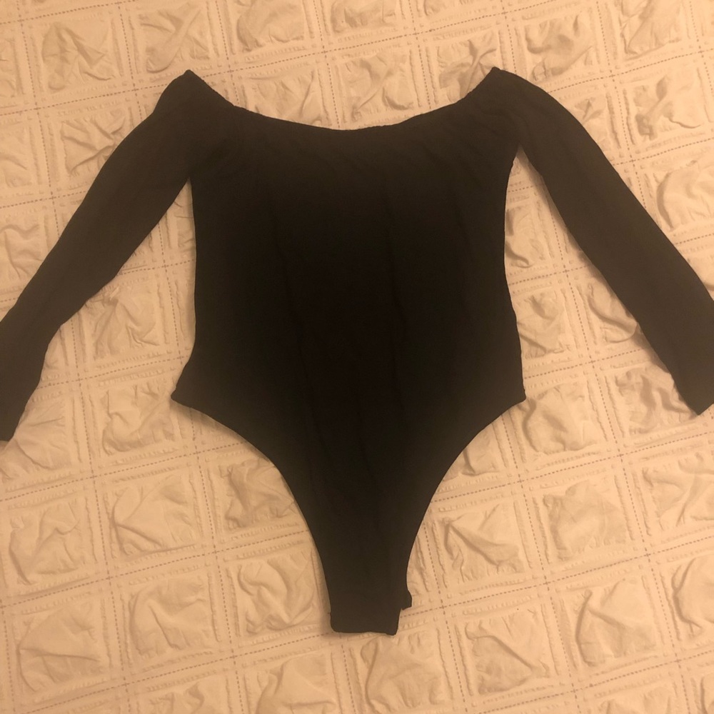 Black long sleeve off the shoulder one piece